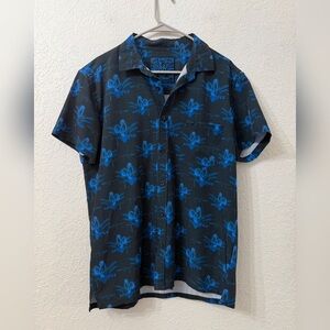 Retro Rifle Le C*ck V2 Button Down Black and Blue Floral Men's Shirt